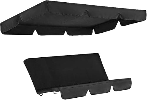 Juego de funda para toldo de columpio de patio, cubierta superior de repuesto para columpio + funda de cojín para columpio de 3 plazas, cubierta