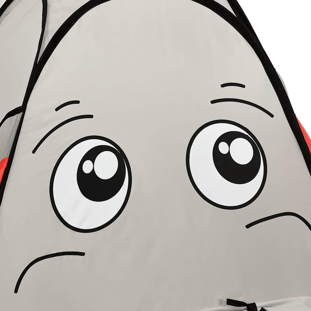 Spielzelt Elefanten-Form mit 250 Bällen, 174x86x101 cm, Grau Polyester, inkl. Spieltunnel und Tragetasche, Kinderzimmer und Garten, Krabbeltunnel für drinnen und draußen