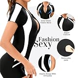 Okdance Womens One Piece Swimsuit Competitive Swimsuit Striped Block Slimming Tummy Control Soft and Quick Drying Round Back Sports Breathable with Padded Top (UK, Alpha, XL, Regular, Regular, Black) - Image 3