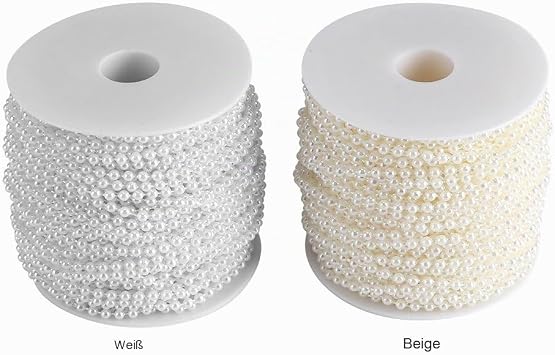 AUNMAS 40 m / Roll Bead Curtain 4 mm Diameter Artificial Pearl DIY Ornaments Bead Curtain for Wedding Festival Party Decoration (White)