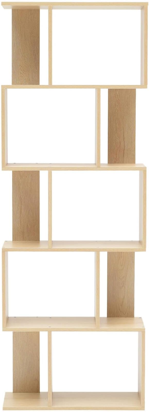 Rebecca Mobili Bookcase Shelving Unit 5 Tiers Wood Beige Contemporary Design Living Room Office Home - 169 x 60 x 24 cm (HxWxD) - Art. RE4788