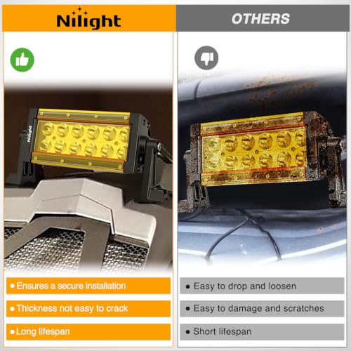 Image of Nilight 7.5 Inch 36 W Spot LED Light Bar Yellow Cover