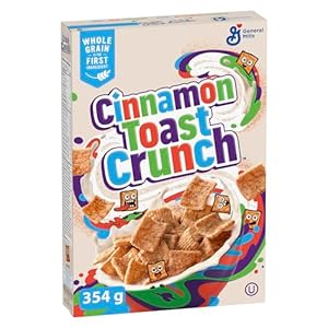 CINNAMON TOAST CRUNCH Cereal Box, 354 Grams Package of Cereal, Cinnamon Flavour