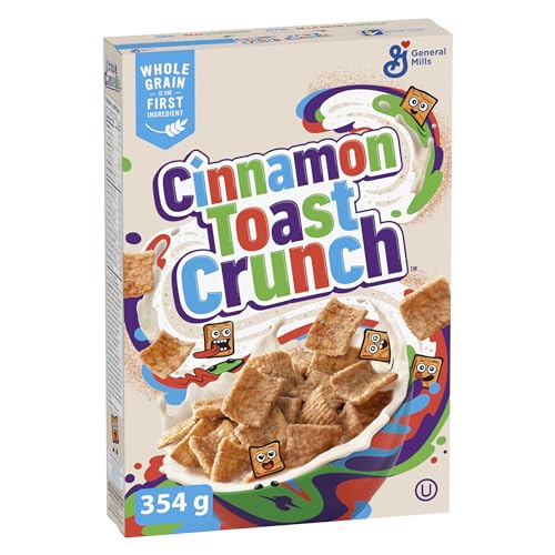 CINNAMON TOAST CRUNCH Cereal Box, 354 Grams Package of Cereal, Cinnamon Flavour