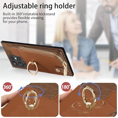 Étui en cuir de protection intégrale pour Samsung Galaxy S22 Plus portefeuille bleu