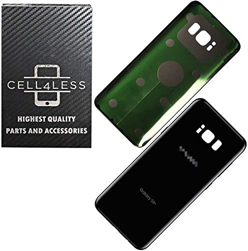 Cell4Less Replacement Back Glass Cover Back Battery Door W/Pre-Installed Adhesive For Samsung Galaxy S8 Plus Oem - All Models G955 All Carriers- 2 Logo - Oem Replacement (Midnight Black) #TOP1