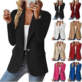 Blazers for Women 2025 Fall Cardigan Lapel Button Down Solid Suit Jacket with Lined Office Work Clothes