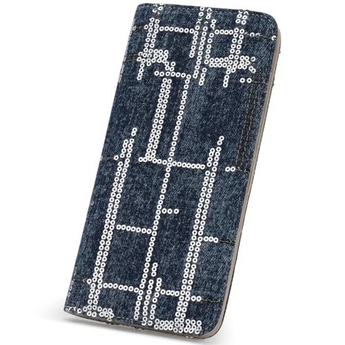 Ultra Slim Thin Denim Wallet Women RFID Blocking Credit Card Holder Bifold Long Ladies Billfold Wallet