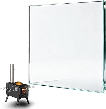 Explosion-Proof Glass for Tent Stove - 3.6" x 4.4" Hot Tent Stove Door Glass Replacement for Tent Camping Stove
