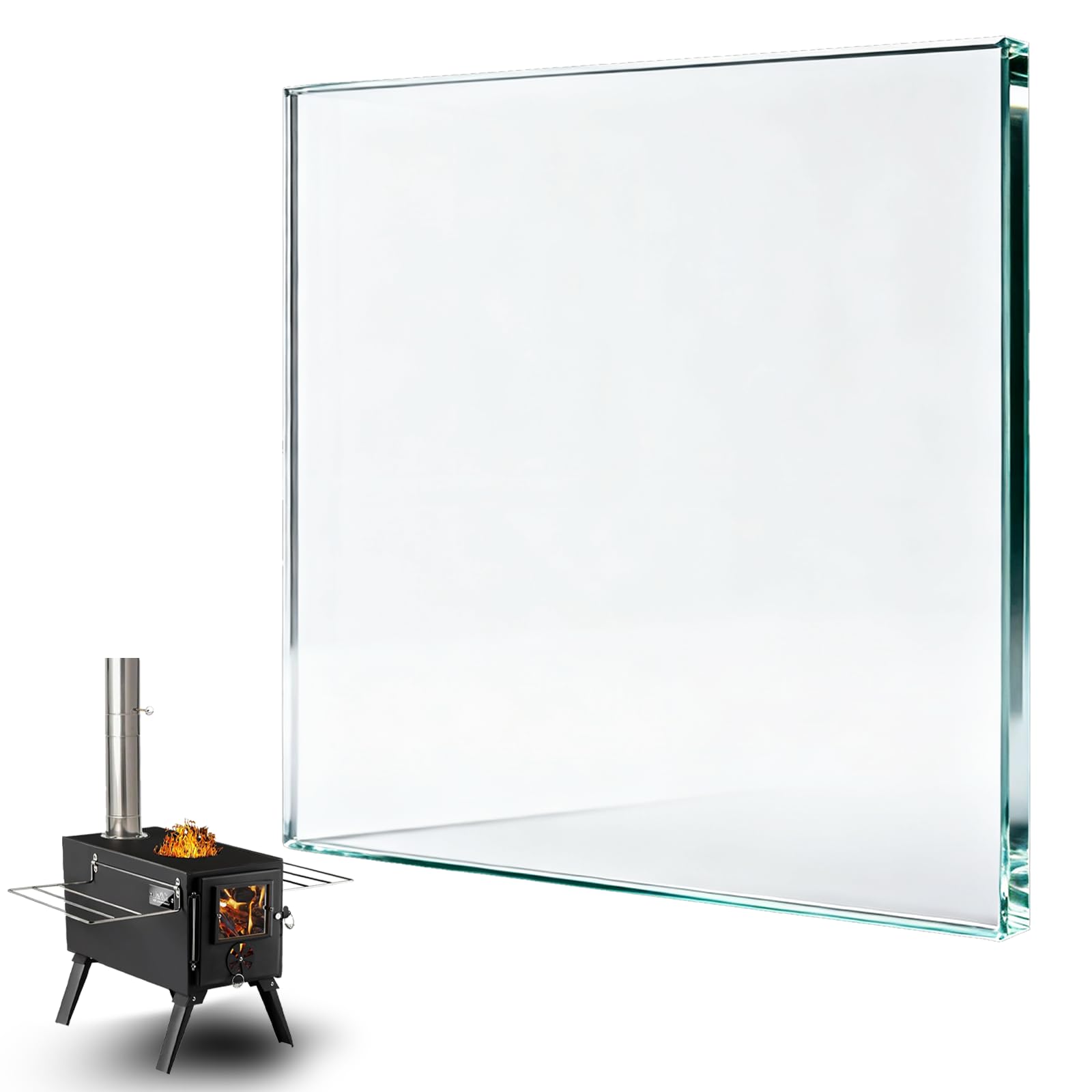 AVOFOREST Explosion-Proof Glass for Tent Stove - 3.6" x 4.4" Hot Tent Stove Door Glass Replacement for Tent Camping Stove