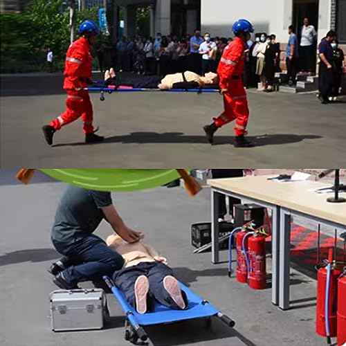 Barella Pieghevole Portatile in Acciaio Inox, tavola spinale Blu per Il trasferimento di pazienti in situazioni di Emergenza, Attrezzatura Multifunzionale per Uso Domestico e all'aperto.