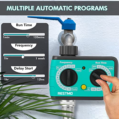 Restmo Hose Timer Manual Control, Digital Water Timer For Garden Hose Watering And Lawn Sprinkler Irrigation, Fit Outdoor Faucet & Spigot, Easy To Program, Rain Delay #TOP2