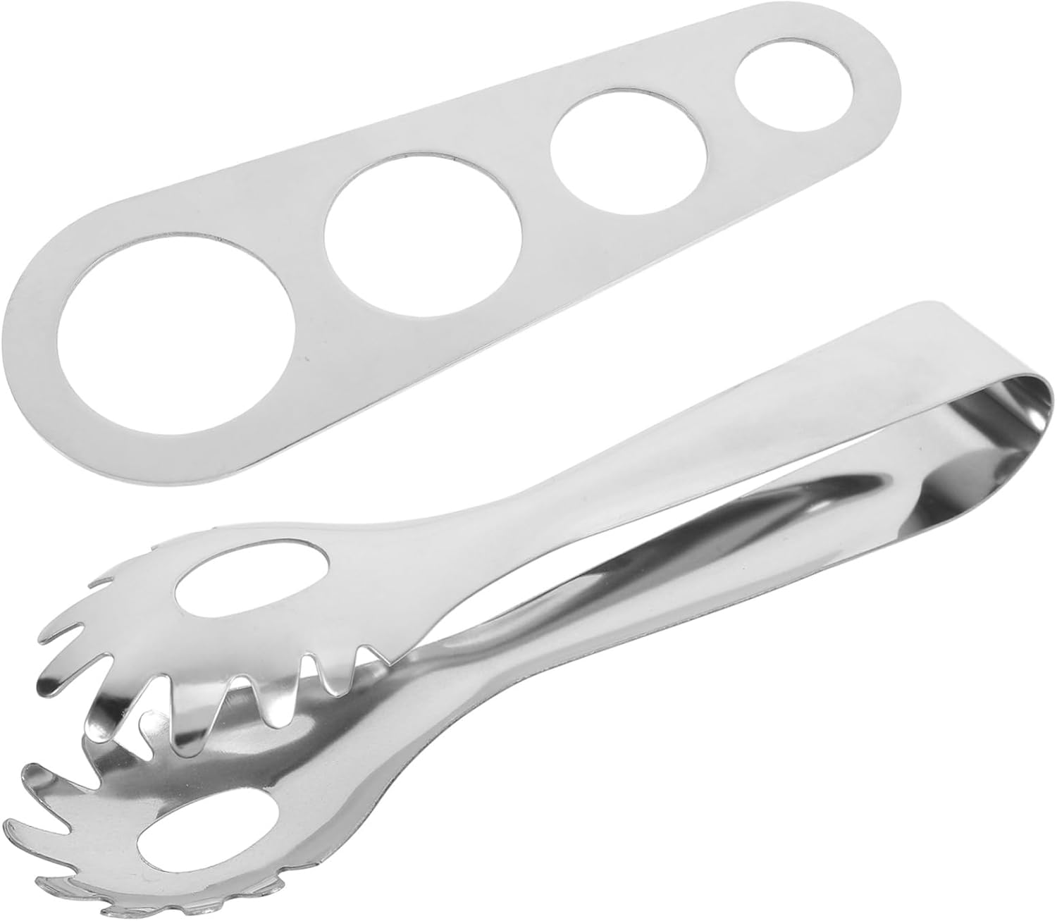 Mikinona Stainless Steel Pasta Tongs and Measuring Tool Spaghetti Ergonomic Grip Multi-functional Serving Utensils for Noodles and Portion Control Cooking