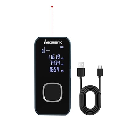 Lepmerk 196ft/60m Mini Laser Measure Digital Laser Distance Meter Laser Measurement Tool Range Finder with Backlit LCD Electronic Angle Sensor Measure Area Volume and Circumference
