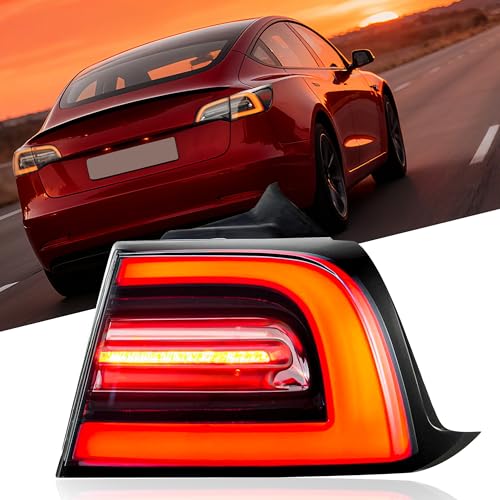 Lea2Drim 1077398 Rear Tail Light Assembly Compatible With Tesla Model 3 2017-2021 Taillights Assembly Outer Led Tail Lights 3-Pins Right Passenger Side 1077398-00-G