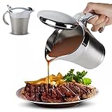 COOLAB 450ML Stainless Steel Gravy Boat with Lid – Double Insulated Gravy Pitcher for Hot & Cold Sauces – Elegant Sauce Boat Small Gravy Server for Steak, Turkey, and Holiday Dinners