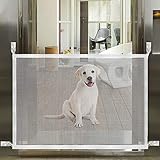 Accmor Magic Gate for Dogs, Portable Folding Pet Safety Gate Mesh Magic Gate for Dogs with Removable Hook, Pet Safety Enclosure Install Anywhere (White)