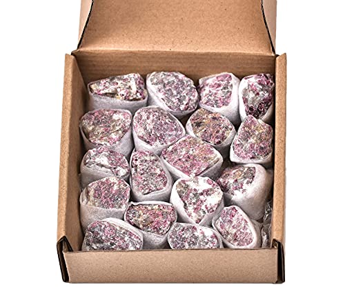 AMOYSTONE Natural Rough Stones Pink Tourmaline Mineral Speciment Raw Stone 14-18Pcs for Healing, Home Decor, Jewelry DIY, Reiki Wicca Stone Set