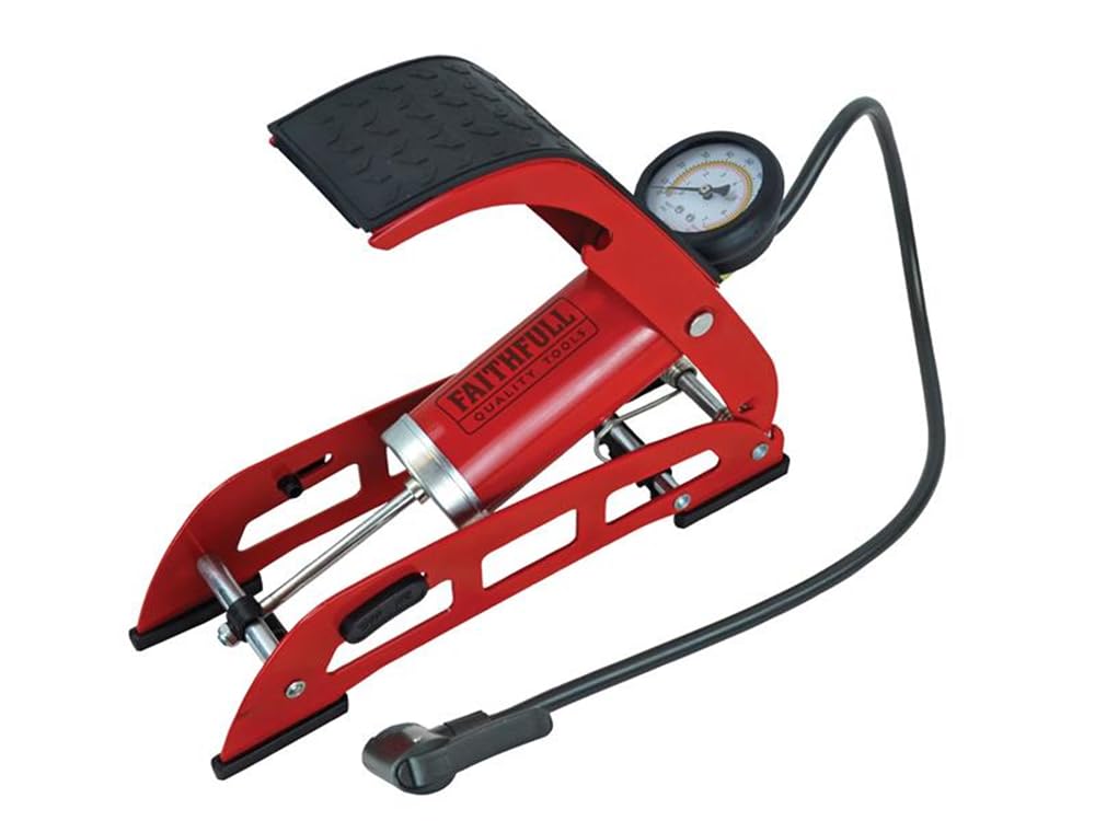 Faithfull Foot Pump Single Cylinder with Gauge FAIAUFPUMP1