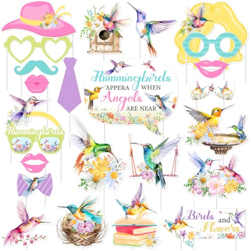 SHADOAMP Bird Party Decorations Photo Booth Props, 24pcs Hummingb...