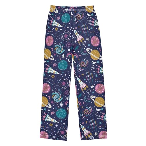 ZZXXB Rocket Space Planet Boys Long Pants Soft Trousers Elastic Waist Kids Lounge Bottoms with Pockets S-XL