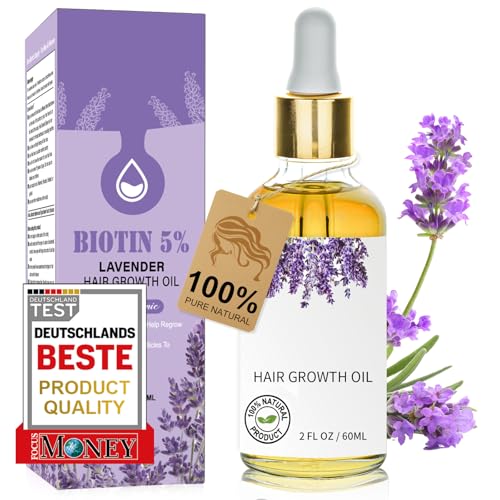 60ml Aceite de Lavanda Para el Cabello, Lavanda Oil Hair Growth, Estimula el Crecimiento del Cabello, Fortalece el Cabello, Nutrir el Cabello Para un Cabello y Un Cuero Cabelludo Sanos,Morado