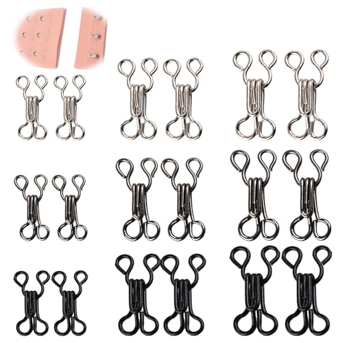 Sewing Hook and Eye Kit - 144pcs Bra Hooks Closures Replacement 3 Size Clothing Sewing Closure Fasteners Accesorios for DIY Craft, Dress Pants Coat