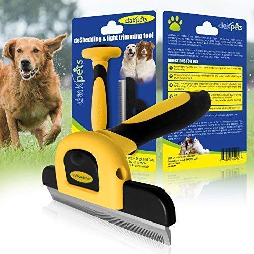 Dakpets Pet Grooming Brush Effectively Reduces Shedding By Up To 95% Professional Deshedding Tool For Dogs And Cats, Yellow #TOP4