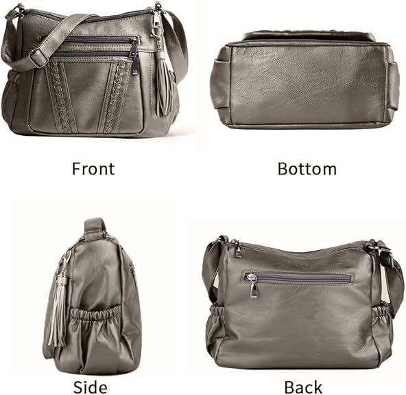 ELDA Crossbody Bags For Women Pocketbooks Soft PU Leather Purses and Handbags Multi Pocket Shoulder Bag - Image 3