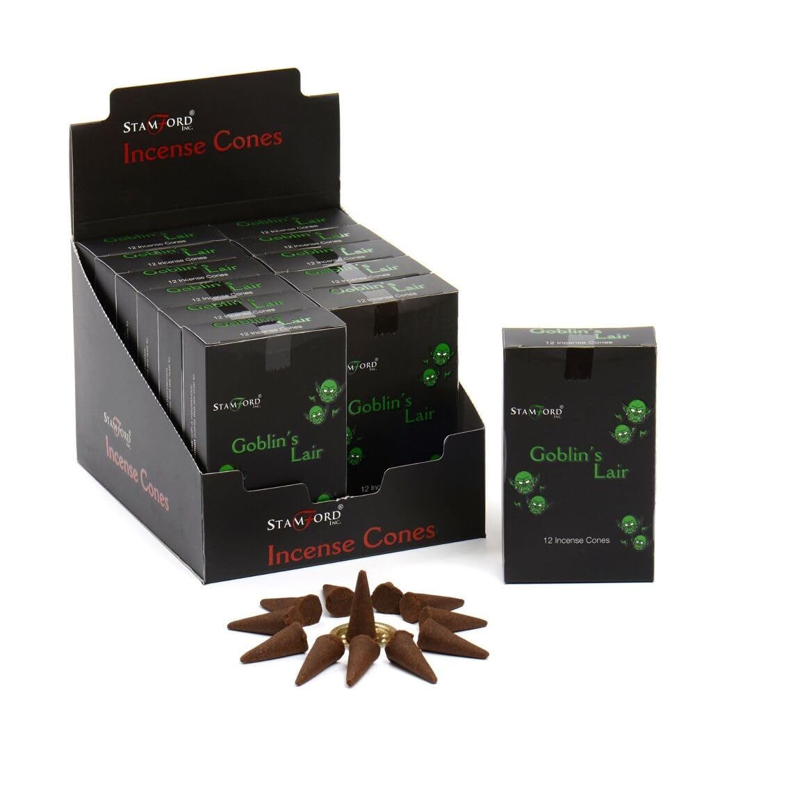 Giftlocaluk Black Stamford Incense Cones Goblins Lair - 12 Packs X 15 Cones