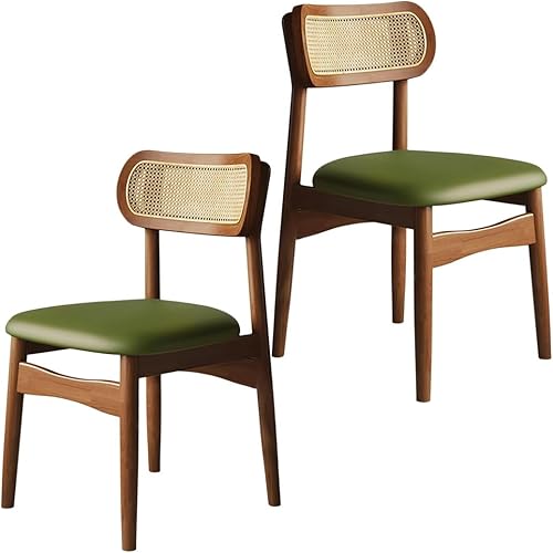 Miniatura 36 de YVYKFZD Sillas de comedor de madera maciza, juego de sillas de cocina sin brazos, silla de comedor con respaldo de ratán, silla lateral cómoda