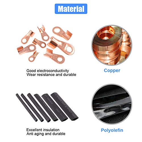 image for Glarks 300Pcs Open Barrel Wire Crimp Copper Ring Lugs Wire Crimp Termi