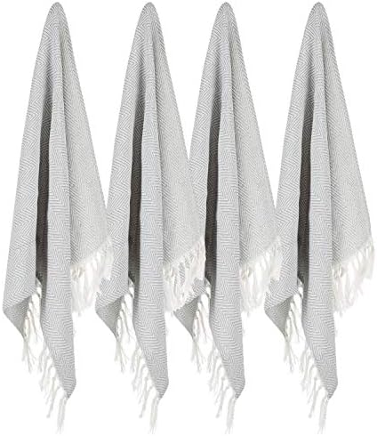 Lifaith 100% Cotton Hand Face Head Guest Gym Towel Set Washcloth Kitchen Tea Towel Dish Cloth Set of 4 Light Grey