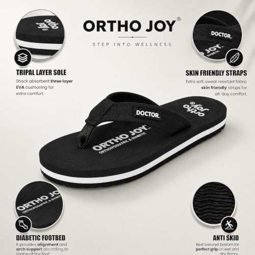 Image of ORTHO JOY EXTRA SOFT Ultra Cushion Slippers for Men's| Doctor | Lightweight & Comfortable| Orthopedic & Diabetic| Casual & Stylish| Non-Slip Durable Mcr Dr Chappals & House Flip flops For Gent's & Boy's