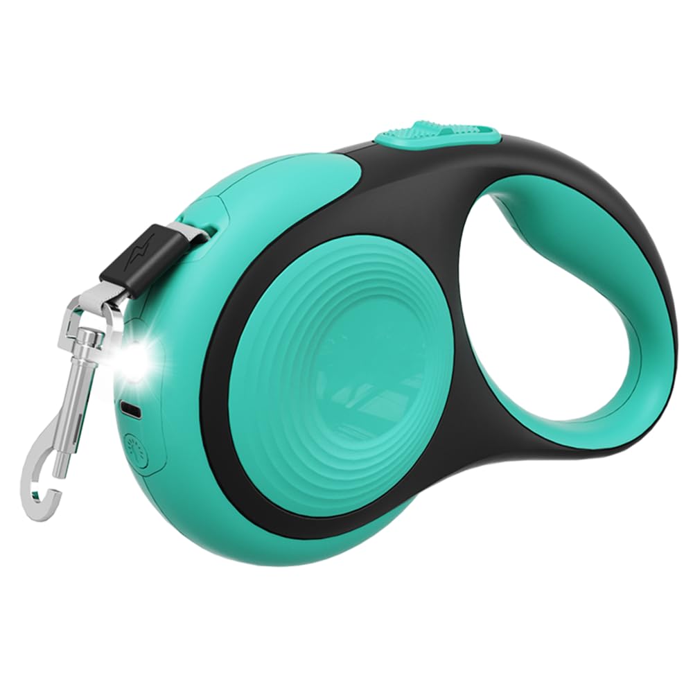 Einziehbare Hundeleine, 3/5 m, 30 kg, Robuste Hundeleine mit LED Taschenlampe, Einhandbremse Haustier Leine, Verwicklungsfreie Rollenleine für Kleine und Mittelgroße Hunde