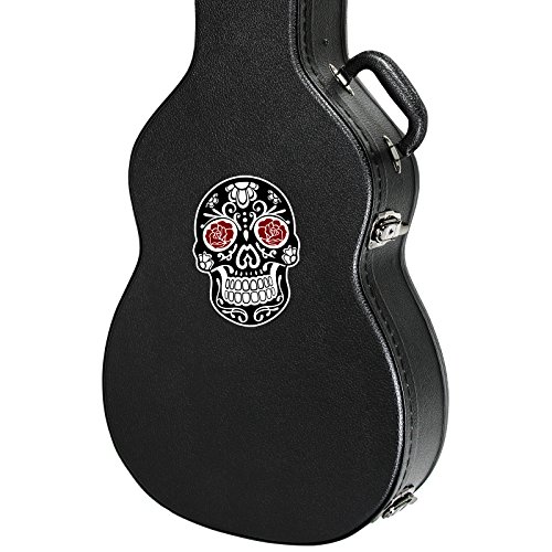 Sugar Skull Rose Eyes Guitar Instrument Case Sticker - 3.5