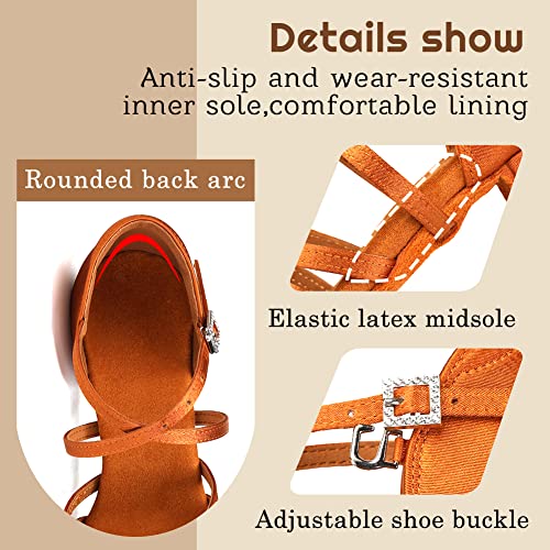Vcixxvce Girls Ballroom Latin Dance Shoes Salsa Heels For Toddler Girls Youth Kids Low Heel Satin Tan Ballroom Shoes Women,3 M Us Little Kid #TOP2