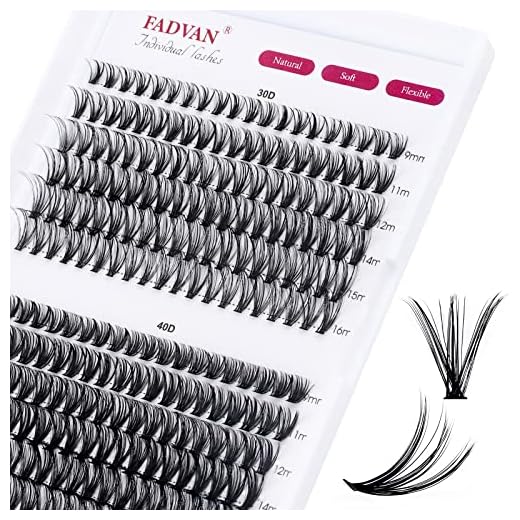 Individual Lashes 240Pcs DIY Eyelash Extension 30D+40D D Curl Mixed 9-16mm Cluster Lashes Natural Wispy Reusable Mink Lash Cluster at Home by FADVAN (30D+40D-0.07D, 9-16mm)