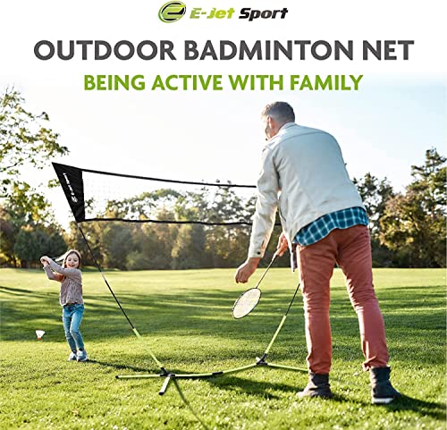 E-Jet Badminton Net Rackets Shuttlecocks Combo Set - Portable & Instant Setup (Backyard Fun, Beach Park Picnic Outdoor Games), Green, 5.1 X 7.8Ft (Eob727402022) #TOP1