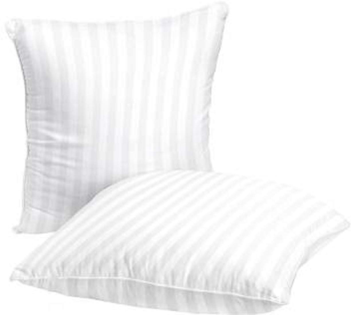 ATOOTFUSIONSuper Soft Cushy Plush White Satin Stripe Hollow Conjugate Virgin Micro Fiber Filler Cushion (24X24 Inches; White) -Set of 2