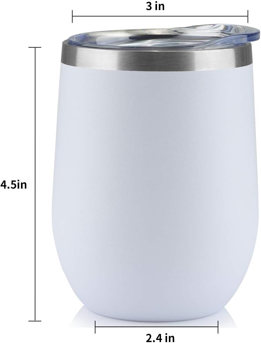 🔥 Crazy Deals TDYDDYU 12 pack 12 OZ Stainless Steel Wine Tumbler with Lid,Wine Glass Tumbler Double Wall Vacuum Insulated Travel Tumbler Cup for Coffee, Wine, Cocktails, Ice Cream (White, 12 pack