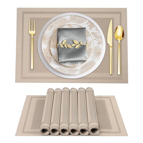 Sets de table de qualité premium lot de 6 en vinyle tissé durable - 2