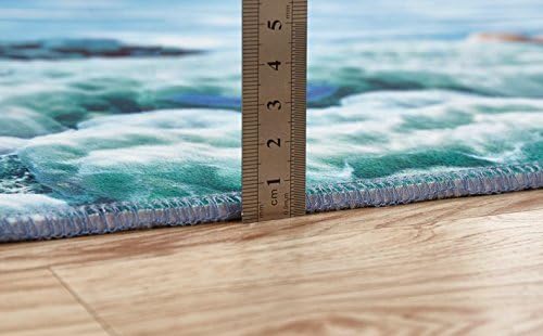 Miniatura 2 de Alfombra de área azul marino con temática de escuela de lindos peces nadando en un círculo, alfombra de baño interior para puerta, 36 x 24 pulgadas,