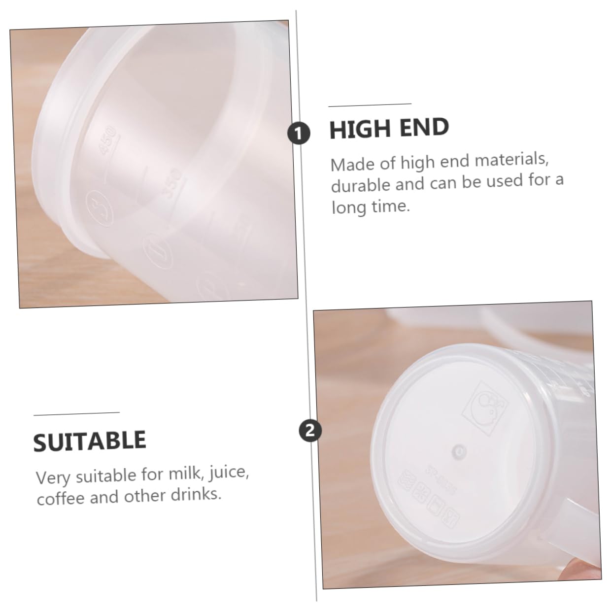 PRETYZOOM 6 Pz tazza gelatto contenitore graduato caffe adorn contenitore con coperchio bicchieri graduati contenitori brocche di latte brocca per la colazione plastica bianca Riutilizzabile