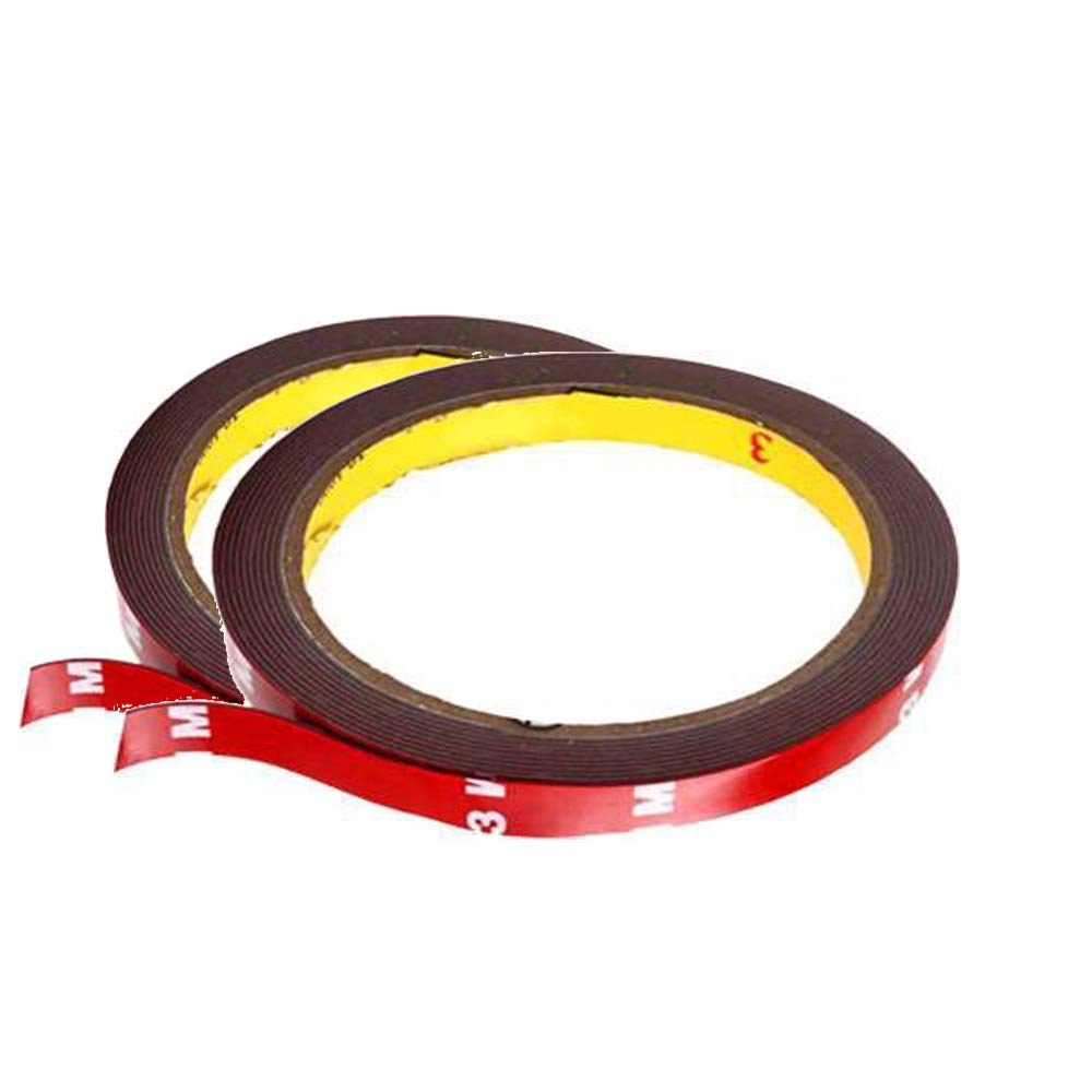 JMO27Deals Car Scotch Double Sided Automotive Acrylic Foam 12 mmx 10 12 mm x 10 m Red Reflective Tape (Pack of 2)