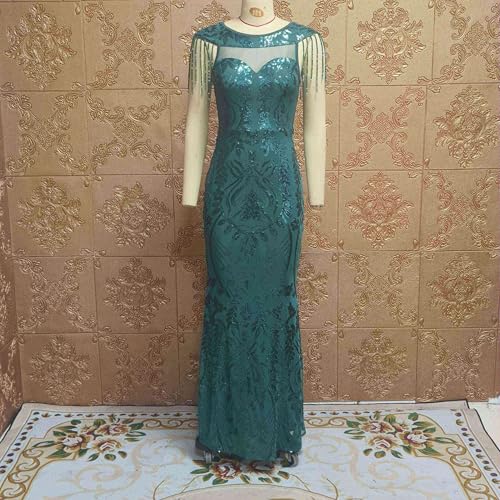 Image of Cololura Women Sexy Sequin Mesh Perspective Bodycon Party Cocktail Evening Gown Maxi Dress
