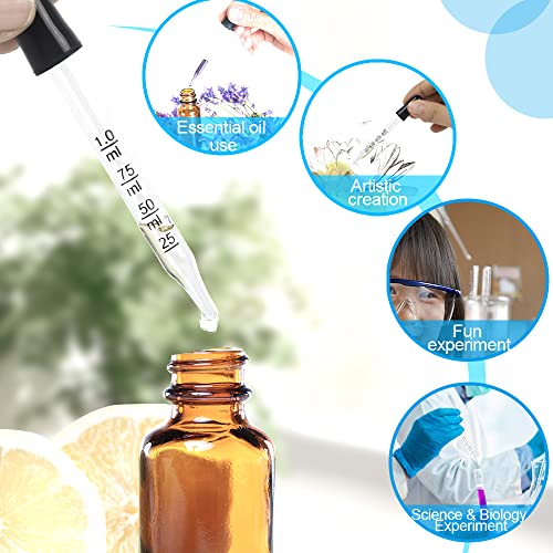 Glass Dropper Medicine 1Ml, Teenitor Essential Oils Eye Dropper Pipette Dropper With Black Suction Bulb, Straight-Tip Calibrated Droppers For Medicine Art Liquid Plant Nutrients 20 Pack #TOP5