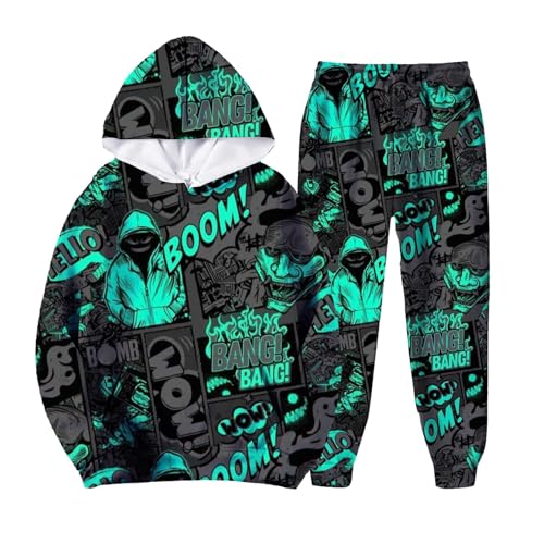 Survêtement homme vert menthe sweat à capuche décontracté et jogging imprimé