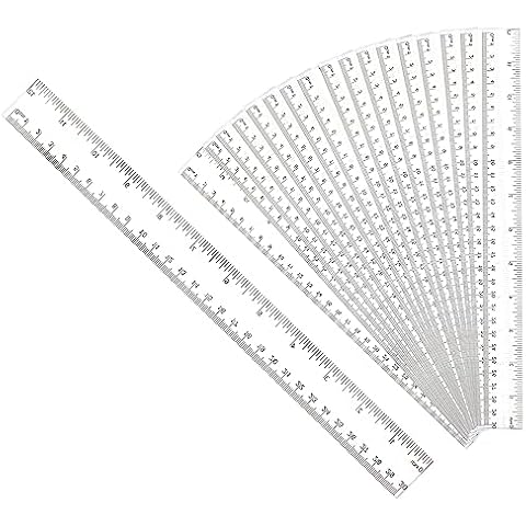 30PCS Clear Ruler Plastic Rulers 12 Inch, with Inches and Metric for School Classroom, Home, or Office (Clear) Cover
