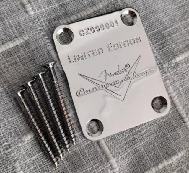 Silver Metal Guitar Neck Plate - Aircraft Inspired Reinforced Connector for Fender Electric Guitar & Bass